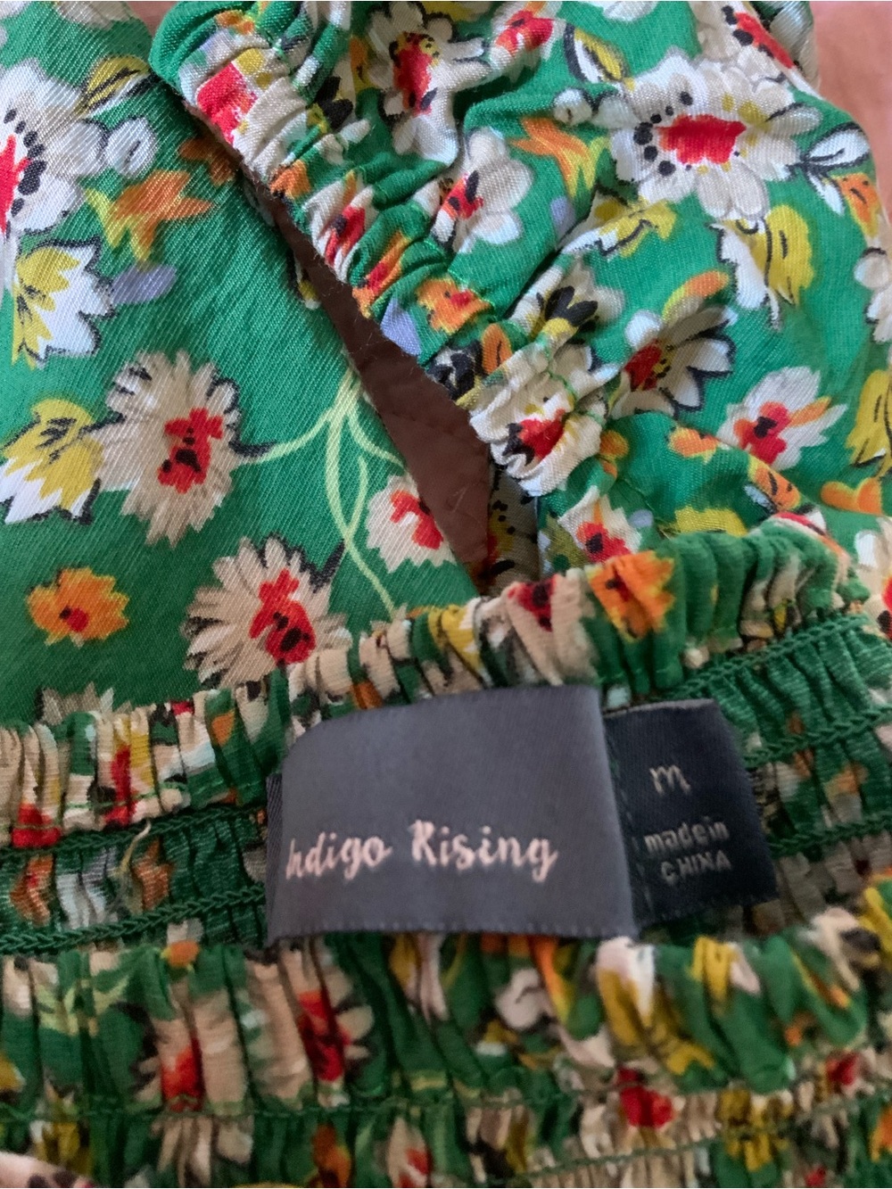 Indigo Rising Green Floral Smocked Peplum Top - Picture 4 of 5